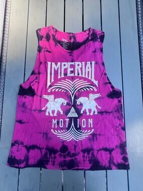 Imperial Motion Tie Dye Tank Top L Pink Purple Made USA Graphic Muscle Shirt